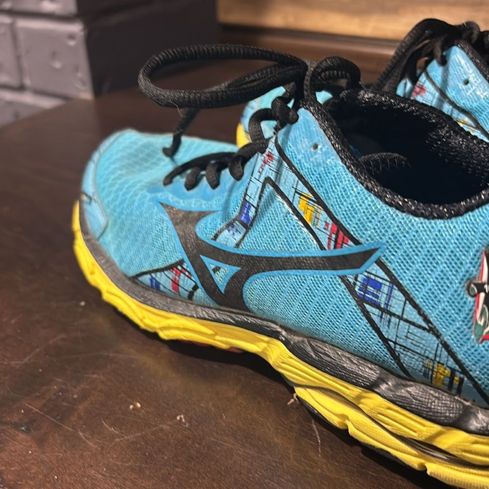 Mizunu Wave Inspire X10 Running Shoes Blue Yellow Size 10 - Picture 6 of 11